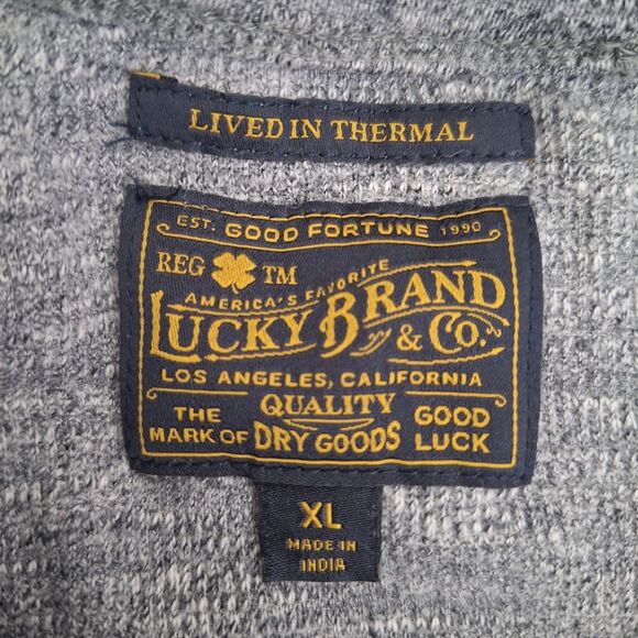 Lucky Brand Mens Lived In Thermal Shirt Pull Over Long Sleeve Gray Casual XL - Picture 2 of 7